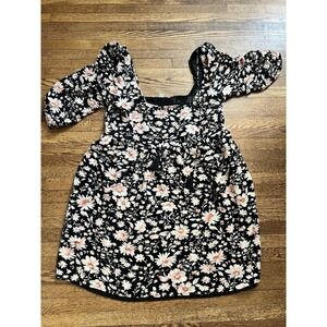 American Eagle Black Floral Boho Mini Dress Size Small‎